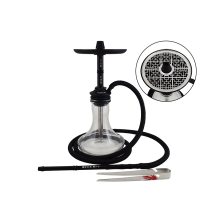 Narguile Sultan Hookah Temple SKMT - Preto Com Vaso Transparente