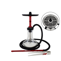 Narguile Sultan Hookah Temple SKMT - Vermelho Com Vaso Transparente