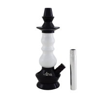 Stem Love Hookah Pequeno - Metal Preto - Madeira Branco