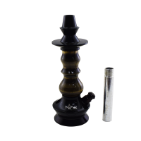 Stem Love Hookah Pequeno - Metal Preto - Madeira Escura M1